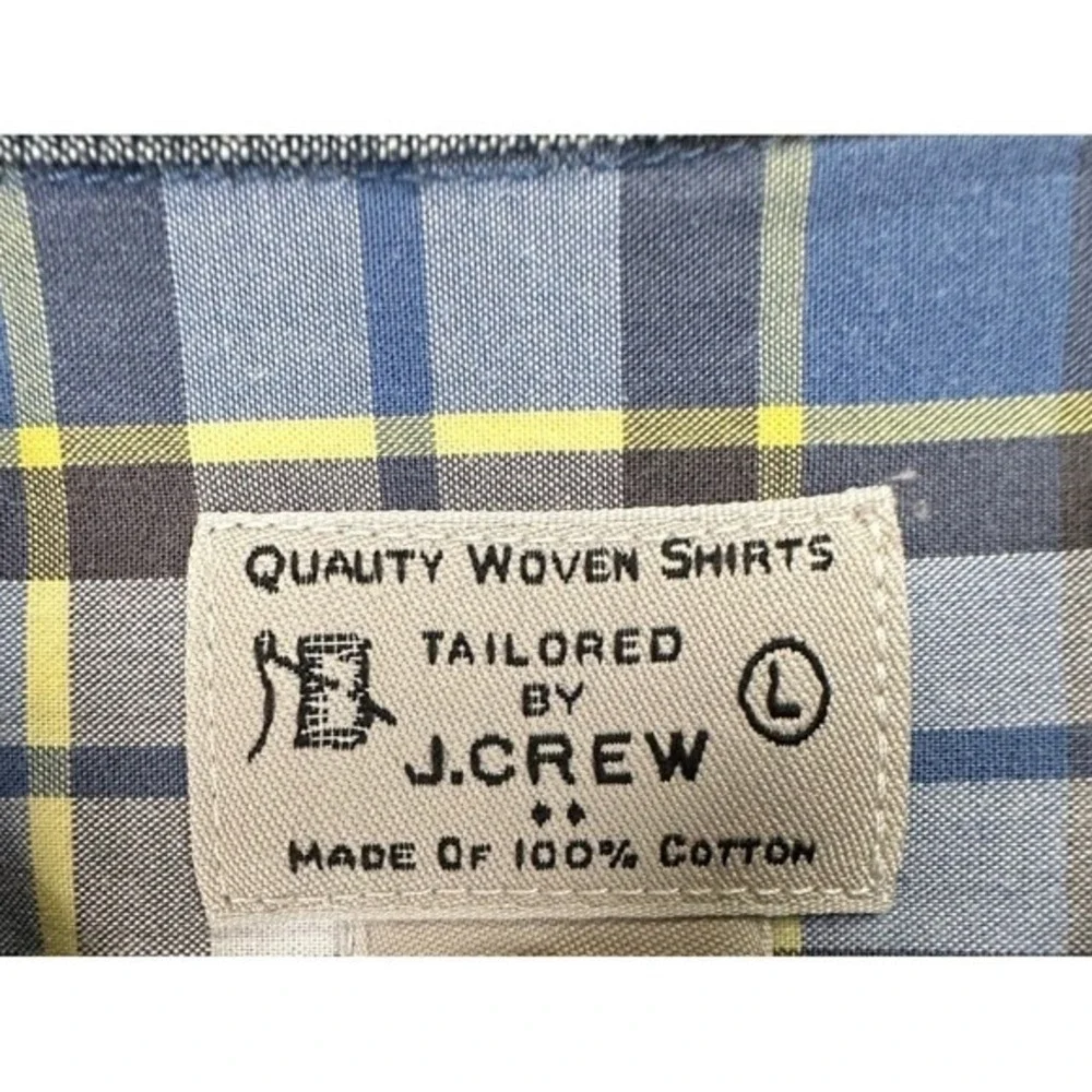 J Crew Shirt Adult Large Blue Multi Plaid Cotton Button Down Long Sleeve Mens